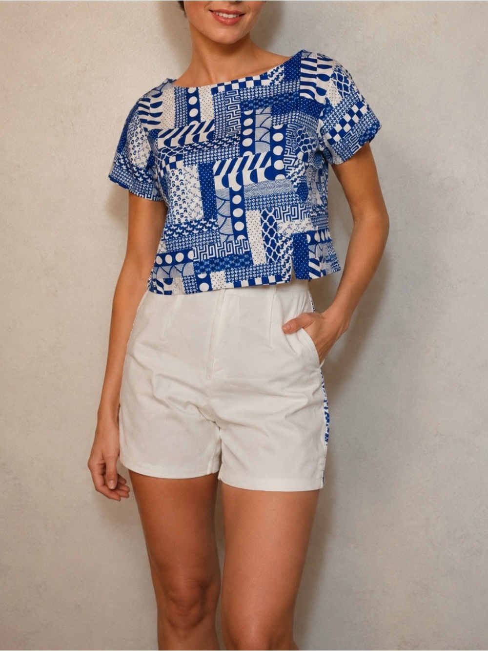 1960s Matching Cropped Blouse & Shorts Set